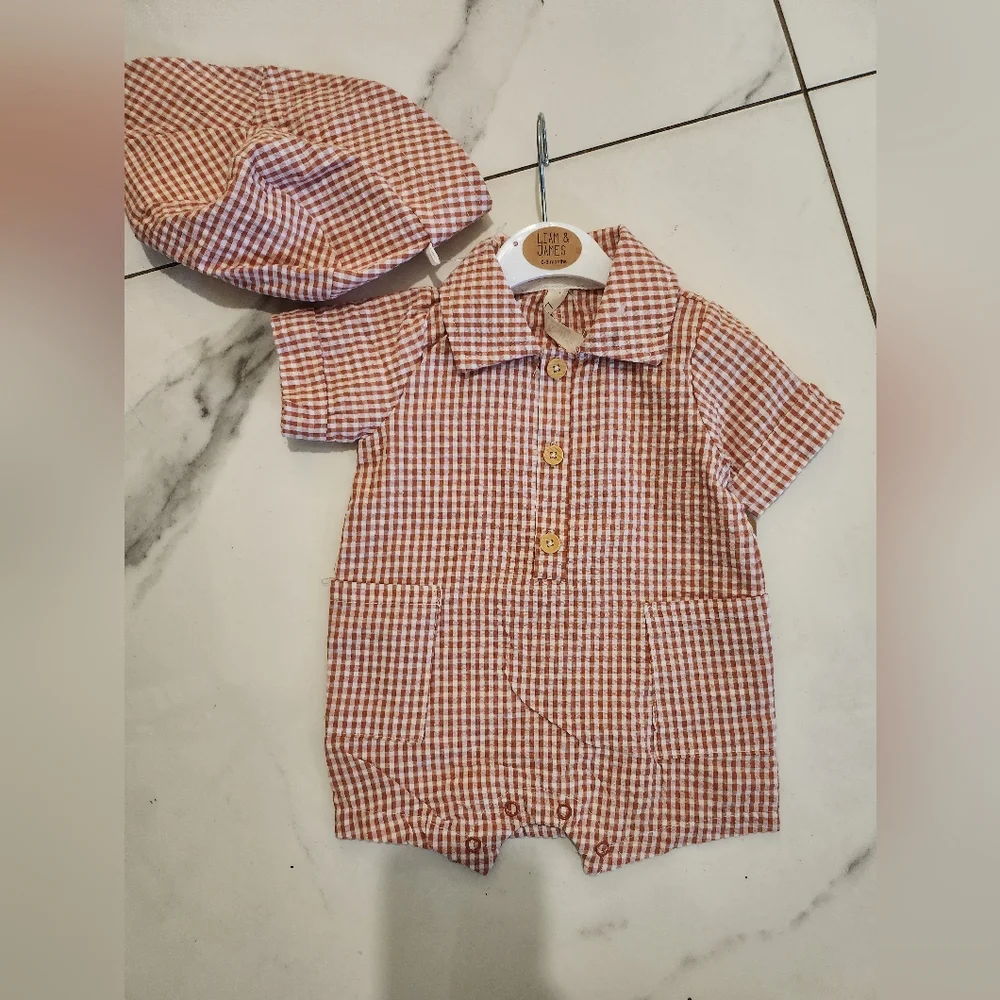 Liam & James baby 2 pc romper set new - Picture 2 of 3